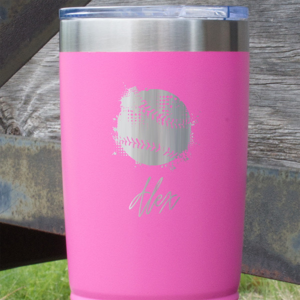 Softball Pink Polar Camel Tumbler - 20oz - Close Up