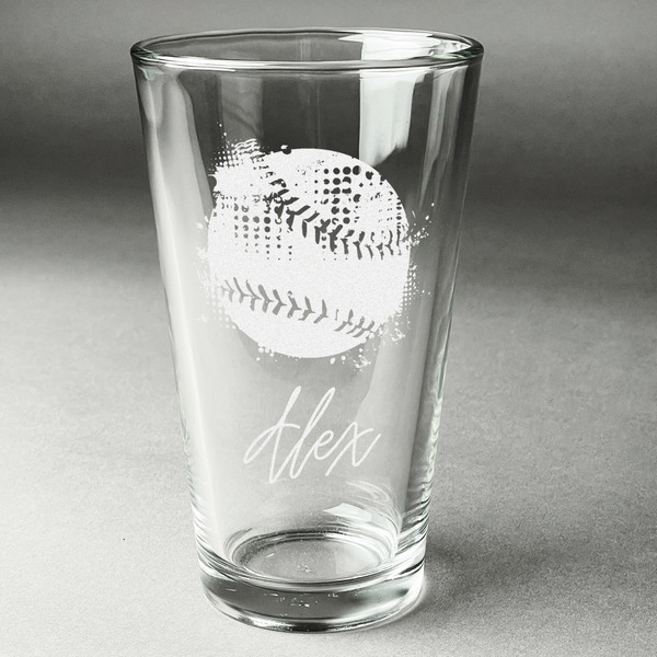 Custom Softball Pint Glass - Engraved (Single) (Personalized)