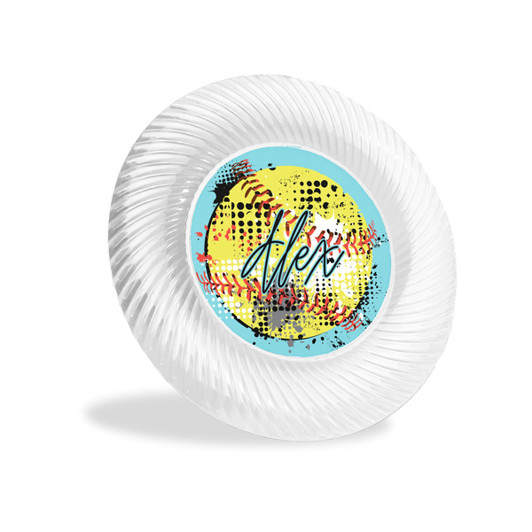 Custom Softball Plastic Party Appetizer & Dessert Plates - 6" (Personalized)