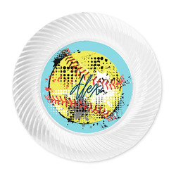 Softball Plastic Party Dinner Plates - 10" (Personalized)