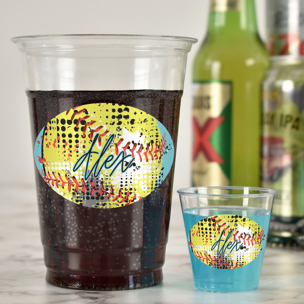 Softball Plastic Shot Glasses - In Context