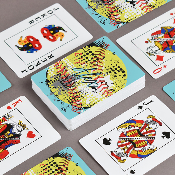 Softball Playing Cards - Front & Back View