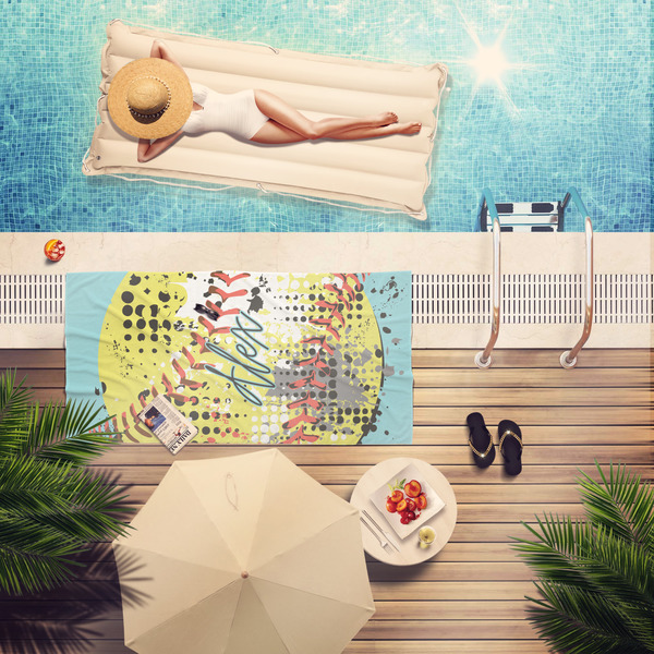 Softball Pool Towel Lifestyle