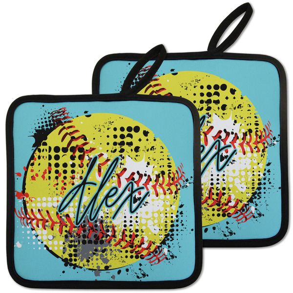 Softball Pot Holders - Set of 2 MAIN