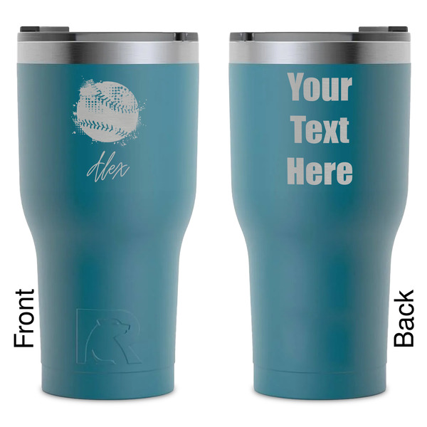 Custom Softball RTIC Tumbler - Dark Teal - Laser Engraved - Double-Sided (Personalized)