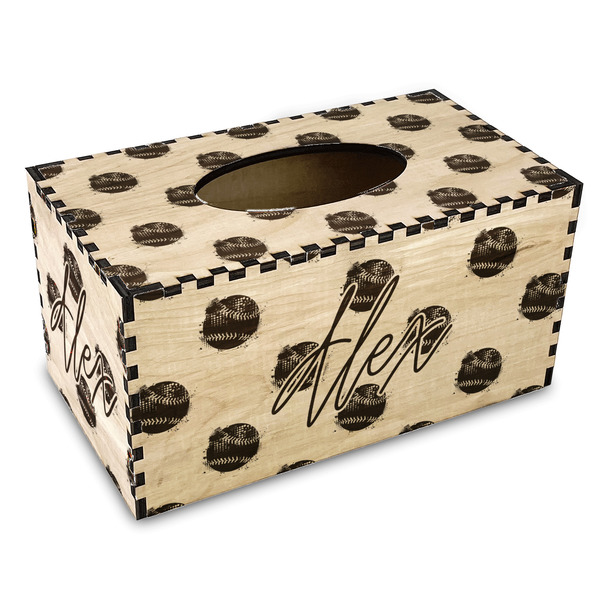 Custom Softball Wood Tissue Box Cover - Rectangle (Personalized)