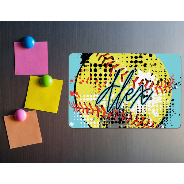 Softball Rectangular Fridge Magnet - LIFESTYLE
