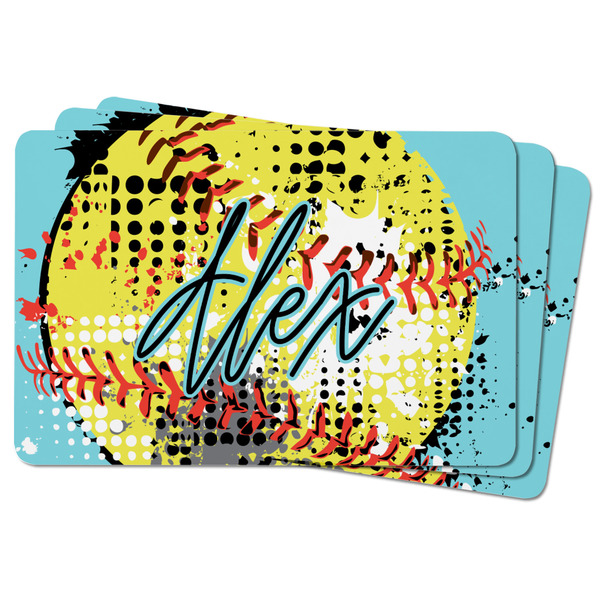 Softball Rectangular Fridge Magnet - THREE