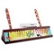 Softball Red Mahogany Nameplates with Business Card Holder - Angle