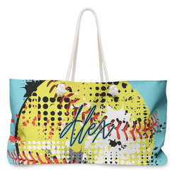 Softball Large Tote Bag with Rope Handles (Personalized)