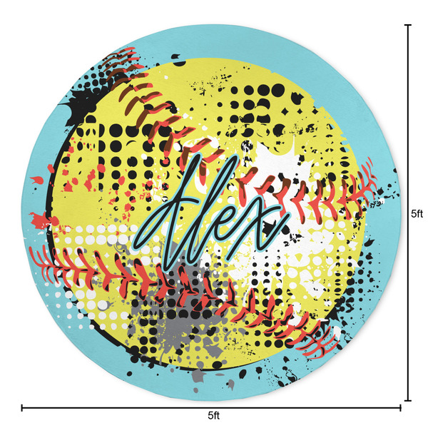 Softball Round Area Rug - Size