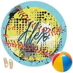 Softball Round Beach Towel (Personalized)