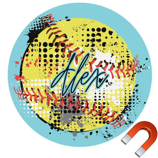 Custom Softball Round Car Magnet - 10" (Personalized)