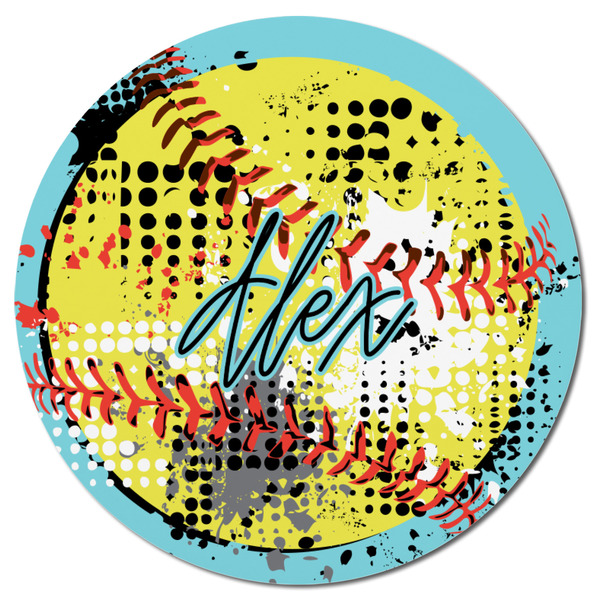 Softball Round Fridge Magnet - FRONT