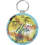 Softball Round Plastic Keychain (Personalized)