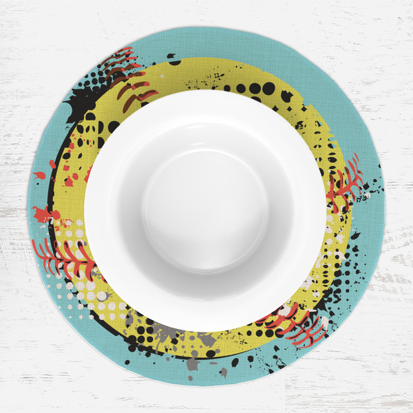 Softball Round Linen Placemats - LIFESTYLE (single)