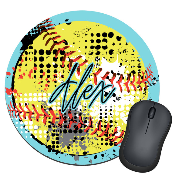 Custom Softball Round Mouse Pad (Personalized)