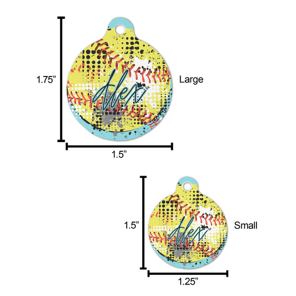 Softball Round Pet ID Tag - Large - Comparison Scale