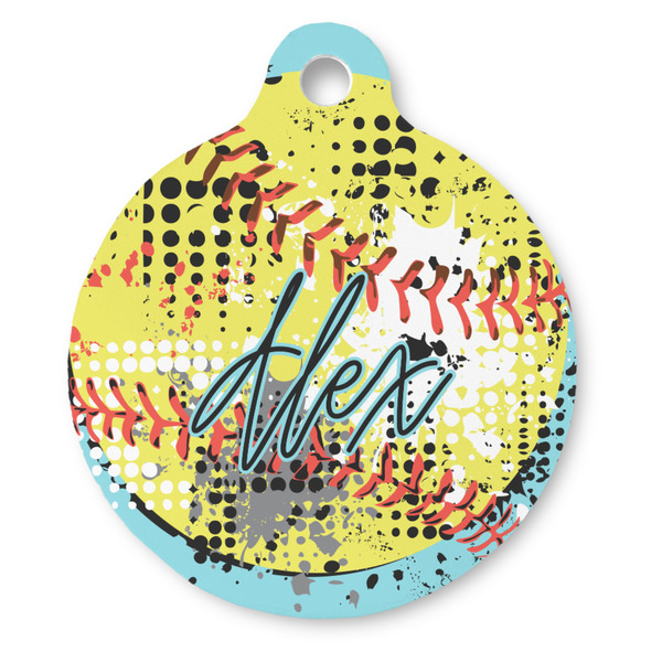 Custom Softball Round Pet ID Tag - Large (Personalized)