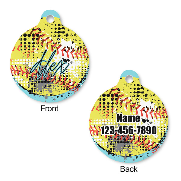 Softball Round Pet Tag - Front & Back