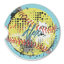 Softball Sandstone Car Coaster - Single (Personalized)