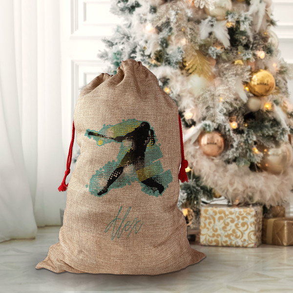 Softball Santa Bag - Front (stuffed)