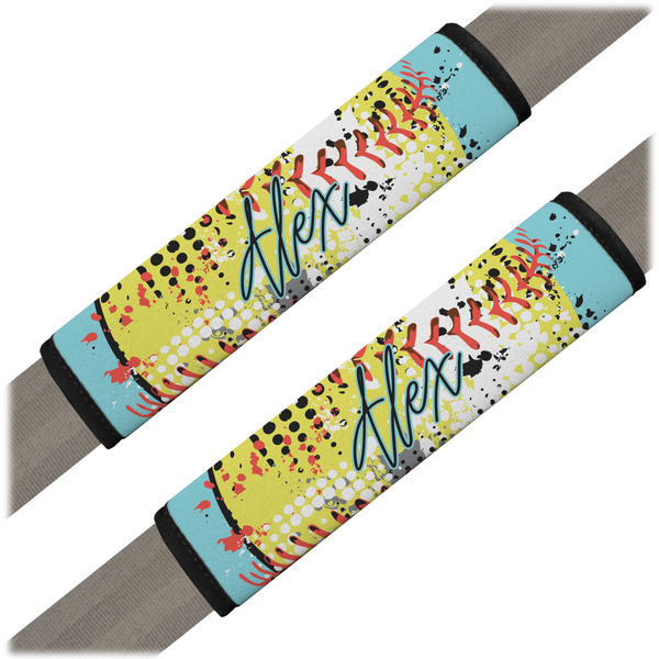 Custom Softball Seat Belt Covers (Set of 2) (Personalized)