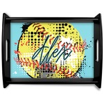 Softball Black Wooden Tray - Large (Personalized)