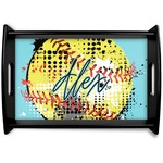 Softball Black Wooden Tray - Small (Personalized)