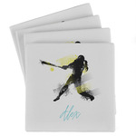 Softball Absorbent Stone Coasters - Set of 4 (Personalized)