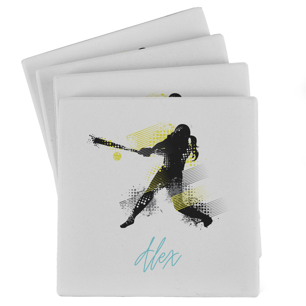 Custom Softball Absorbent Stone Coasters - Set of 4 (Personalized)