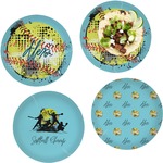 Softball Set of 4 Glass Lunch / Dinner Plate 10" (Personalized)