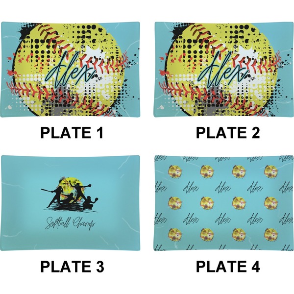 Softball Set of Rectangular Appetizer / Dessert Plates (Approval)