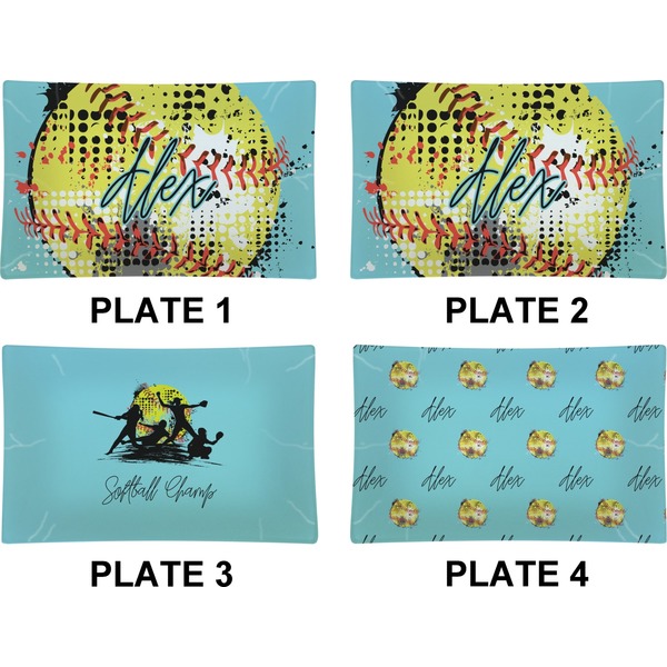 Softball Set of Rectangular Dinner Plates (Approval)