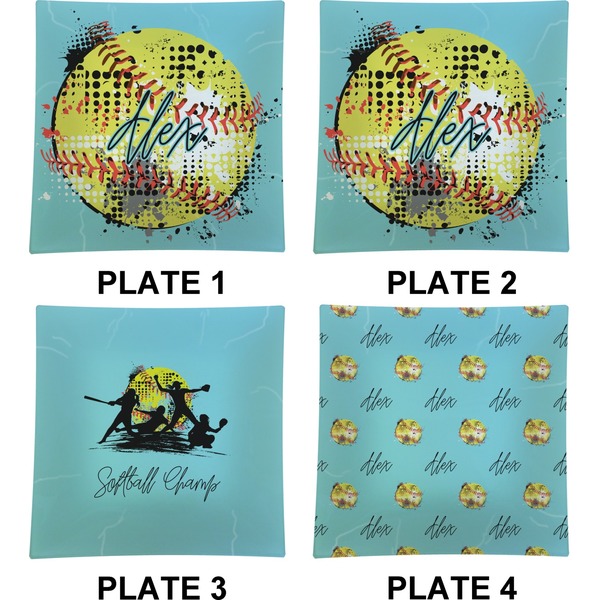 Softball Set of Square Dinner Plates (Approval)