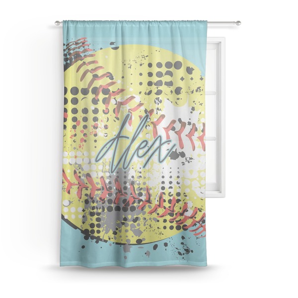 Custom Softball Sheer Curtain - 50"x84" (Personalized)
