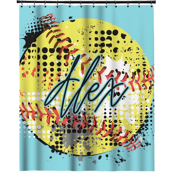 Custom Softball Extra Long Shower Curtain - 70"x84" (Personalized)