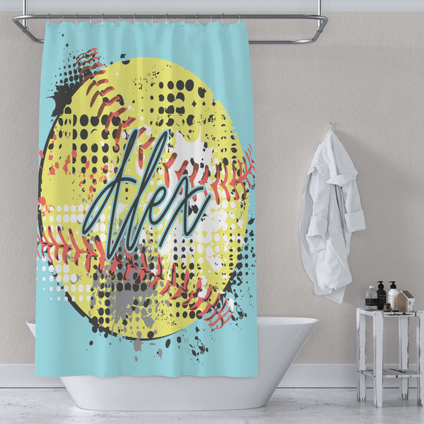 Softball Shower Curtain Lifestyle
