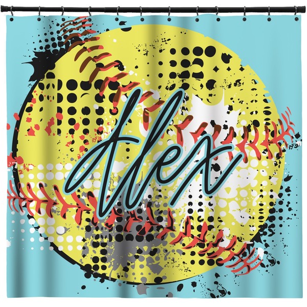 Custom Softball Shower Curtain - 71" x 74" (Personalized)