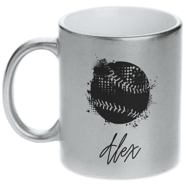 Custom Softball Metallic Silver Mug (Personalized)