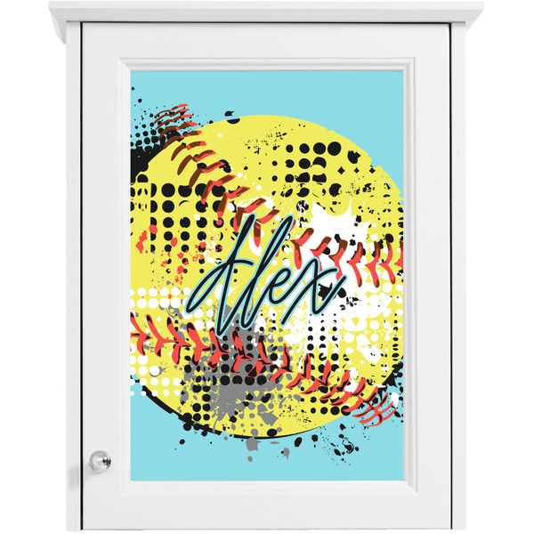 Softball Single White Cabinet Decal