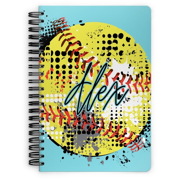 Custom Softball Spiral Notebook - 7x10 w/ Name or Text