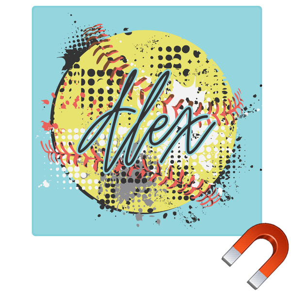 Custom Softball Square Car Magnet - 6" (Personalized)