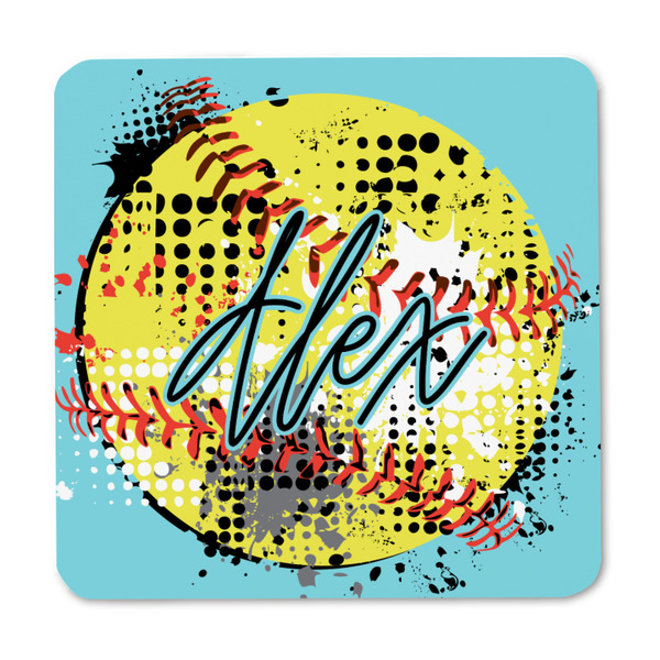 Softball Square Fridge Magnet - FRONT
