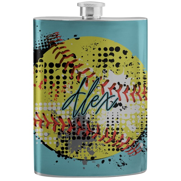 Custom Softball Stainless Steel Flask (Personalized)
