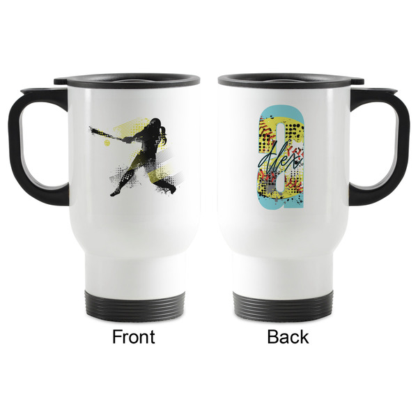 Softball Stainless Steel Travel Mug with Handle - Apvl