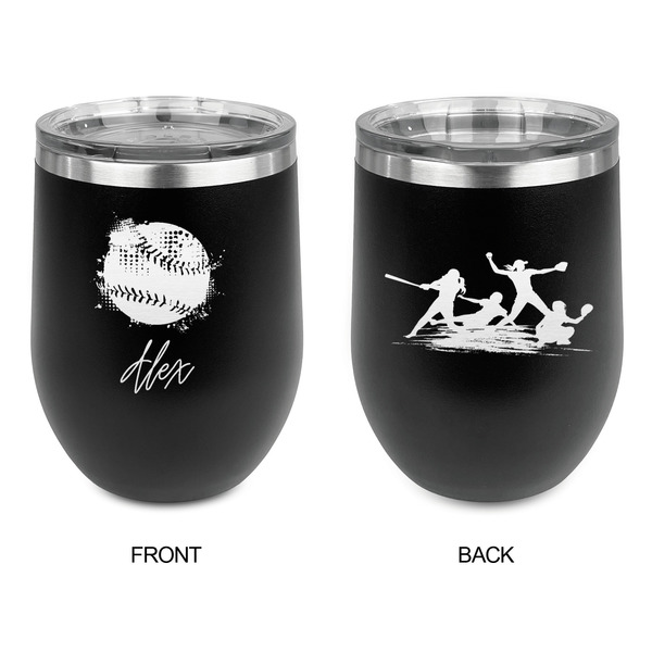 Softball Stainless Wine Tumblers - Black - Double Sided - Approval
