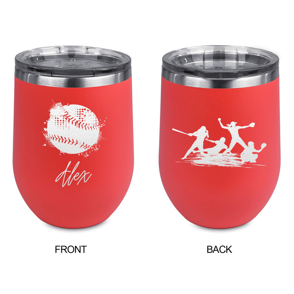 Softball Stainless Wine Tumblers - Coral - Double Sided - Approval
