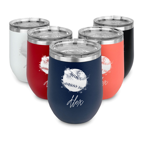 Softball Steel Wine Tumblers Multiple Colors