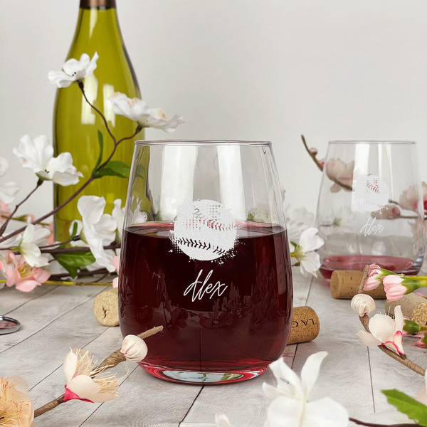 Softball Stemless Wine Glass - In Context
